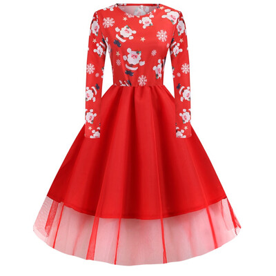 

Tailored Womens Vintage Christmas Santa Claus Ladies Long Sleeves Dress Xmas Dress