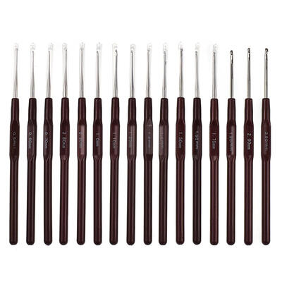 

16pcs Plastic Handle Metal Aluminum Crochet Hook Knitting Needles Set