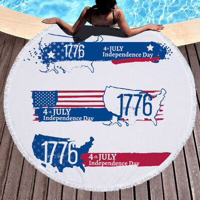 

Gobestart Independence Day Round Beach Pool Home Shower Towel Blanket Table Cloth Yoga Mat