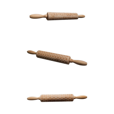 

Engraved Music Note Star Wood Rolling Pin Bakeware Dessert Baking Cookies Dough Wooden Economic Roller