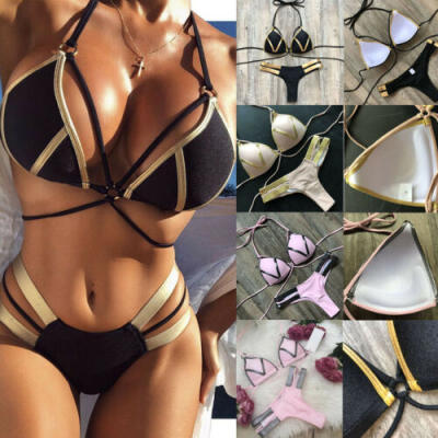 

USA Women Swimwear Bandage Bikini Set Push-up Padded Bra Bathing Suit Swimsuit