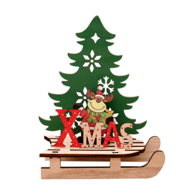 

Christmas Ornaments Colorful Wooden Splicing Sled Santa Claus Snowman Reindeer Xmas Tree Holiday Party DIY Decorations