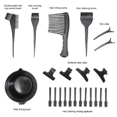 

23Pcs Hair Dye Coloring DIY Salon Tool Kit Hair Tinting Bowl Dye Brush Comb Hair Clips Mixing Spatulas Hair Color Dye Tint Tool Se