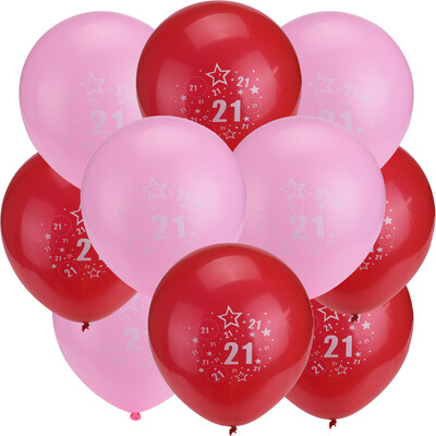 

Toponeto 10Pcs Red And Pink Latex Balloons Age 21 Birthday Anniversary Party Gifts