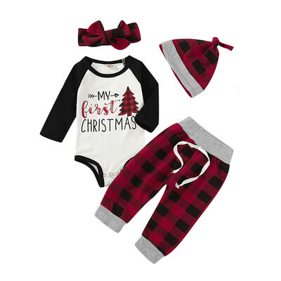 

My 1st Christmas Clothes Infant Baby Girl Boy Kids Romper TopPants Outfit Set