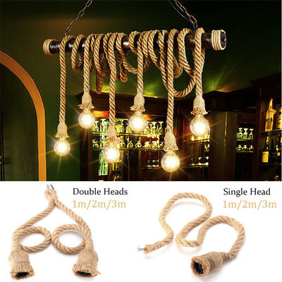 

3M E27 Industrial Pendant Lamp Retro Vintage Edison Hemp Rope Ceiling Light