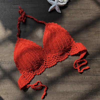 

Sexy Women Summer Beach Beachwear Bikini Bra Knitted Weaven