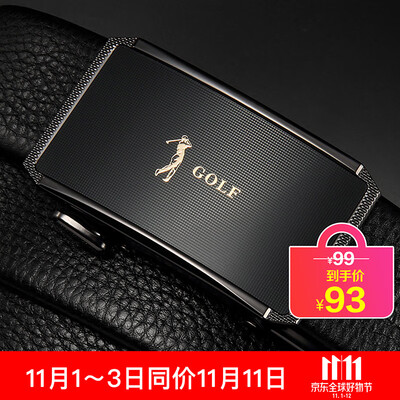 

Golf GOLF double-sided suede leather belt mens leather automatic buckle mens belt business casual belt gift box P8BV34998J black gun color