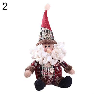 

Christmas Tree Santa Claus Snowman Elk Plaid Pendant Hanging Doll Home Decor