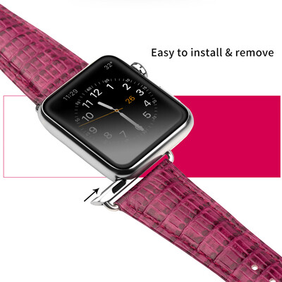 

QIALINO Pull-up Genuine Leather Replacement Watch Band Strap for Apple iWatch Series 321 38mm Sport Edition Mens Womens Brac