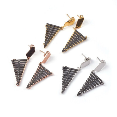 

304 Stainless Steel Ear Studs Triangle Mixed Color 445mm Pin 07mm