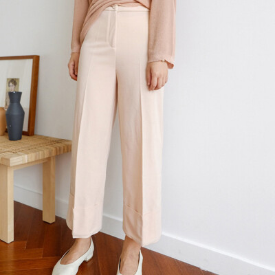 

Women Summer Solid Color Loose Wide Leg Loose Split Elastic High Waist Straight Casual Pants