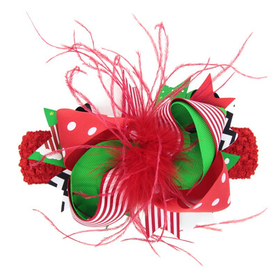 

Girls Christmas Flower Headband Feather Bowknot Hairpin Children Christmas Hair Bows Clips Hair Accessories