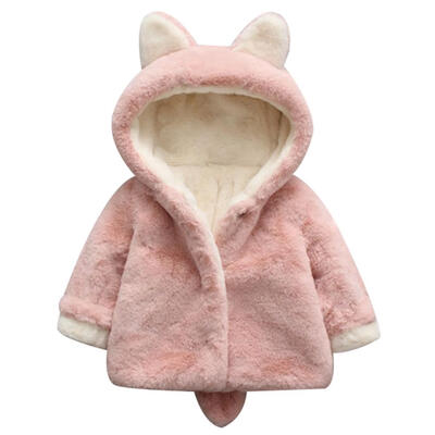 

Winter Baby Kids Girls Cute Bunny Fleece Coat Warm Infant Hooded Outerwear