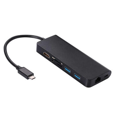 

Type C Hub 8-in-1 USB-C Adapter With 2 USB 30 HDMI RJ45 USB C PD Charging Audio SDTF Reader For Type-C Laptops
