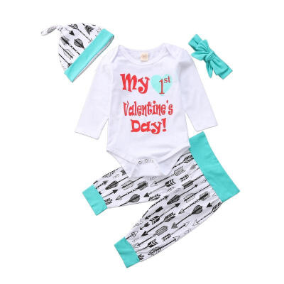 

Baby Girl Boy Infant Valentine Romper Jumpsuit Pant Headband Outfits Set Clothes