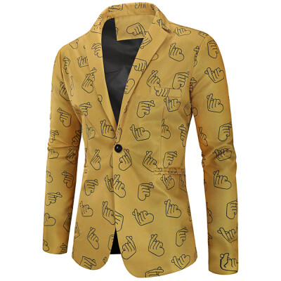 

Valentine\s Day Finger Heart Print Casual Blazer