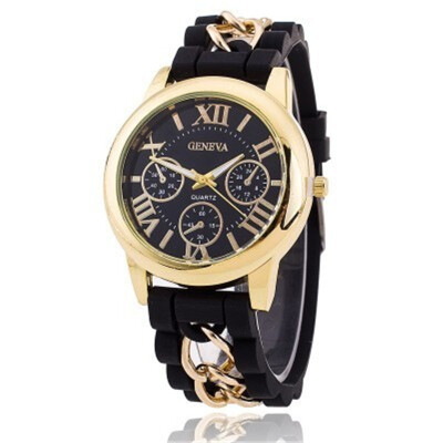 

GENEV Geneva Silicone Romanface fake three-eye mens chain watch