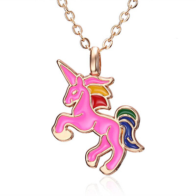 

New Fashion Animal Enamel Horse Pink Red Blue White Black Gold Color Necklaces Pendants Jewelry for Women Elegant Jewelry Gifts