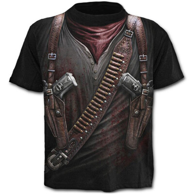 

Plus Size Men\s Casual 3D Print Pistol Bullet Short Sleeves T-shirt