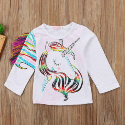 

Unique Toddler Kid Girls Unicorn Long Sleeve Tops T-shirt Clothes Outift Costume