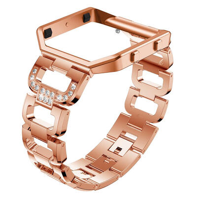 

Metal Alloy Rhinestone Watch Band Wrist Strap with Frame for Fitbit Blaze