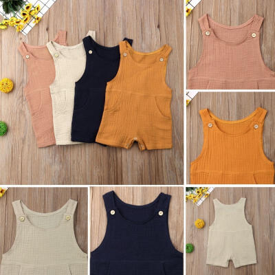 

Newborn Toddler Baby Boys Girls Cotton Sleeveless Romper Overalls Jumpsuit Bodysuit Sunsuit Summer Clothes Outfit 0-24M