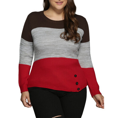 

Plus Size Color Block Pullover Knit Sweater