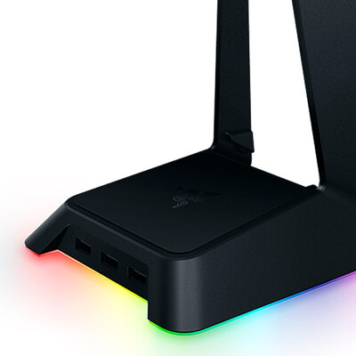 

Razer Base Station Chroma Enabled Headset Stand Headphone Support Holder Chroma RGB Lighting 3 USB 30 Ports Detachable Base for G