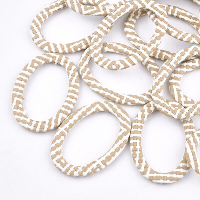 

Handmade Raffia Woven Linking Rings with Iron & Aluminum Findings Oval Platinum NavajoWhite 515x37x4mm Inner Diameter 25x4