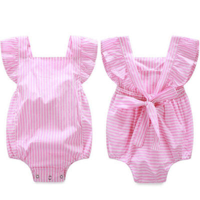 

US Baby Kids Girl Pink Bodysuit Romper Jumpsuit Outfits Sunsuit Summer Clothes
