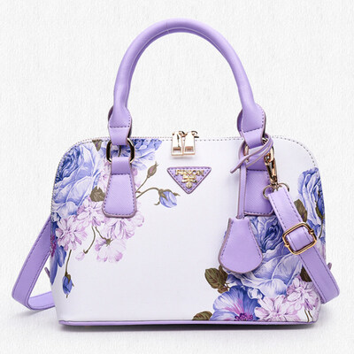 

Elegant Chic Lady Shell Bag Cross Body Floral Print Faux Leather Handbag Gift