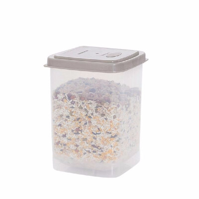 

Square Grain Sealed Food Storage Box Kitchen Moistureproof Freshness Cereals Stackable Container with Spoon