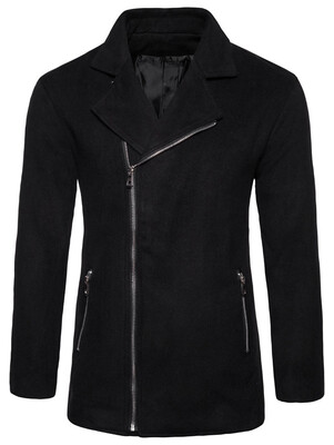 

Turndown Collar Zip Up Woolen Jacket