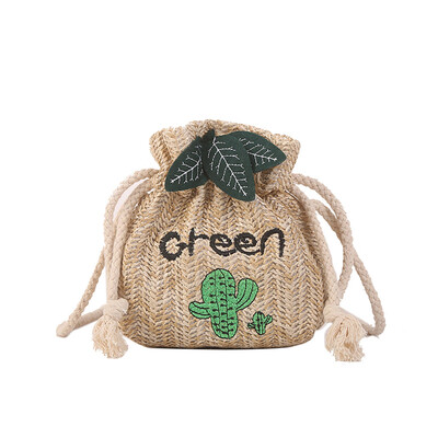 

Cactus Embroidery Cute Straw Bag Hand Weave Small Beach Bags Summer Crossbody Mini Shoulder Bags For Girls YJ