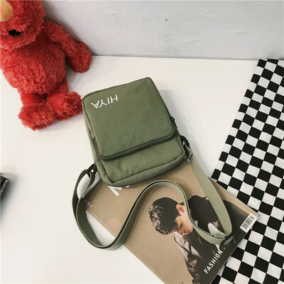 

Small bag canvas bag woman single shoulder oblique satchel college student chic Korean version of ancient writing girl ins departm