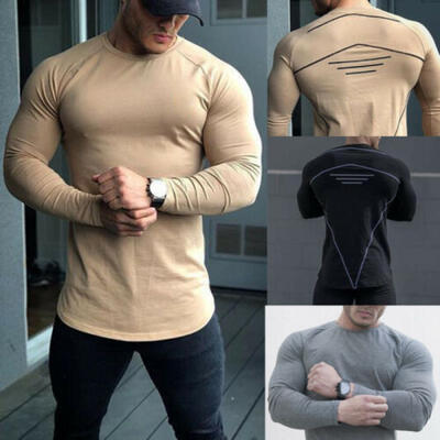 

Fashion Mens Slim Fit O Neck Long Sleeve Muscle Tee T-shirt Casual Tops Blouse