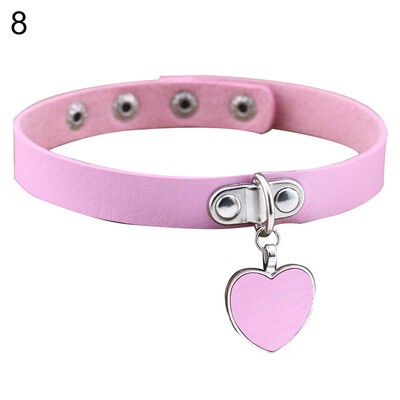 

Punk Gothic Women Love Heart Pendant Faux Leather Choker Collar Necklace Bracelet