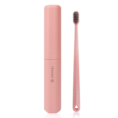 

Magic toothbrush silver ion soft hair portable storage set toothbrush pink
