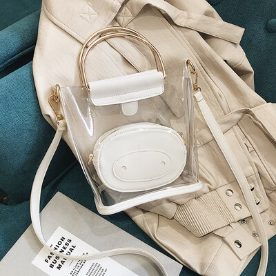 

2019 Internet celebrity transparent bag bucket bag new girl new jelly bag one shoulder bag