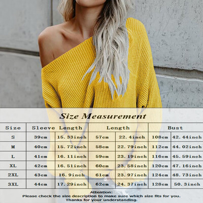 

Women Sexy Off Shoulder Knitting Sweater Casual Loose Solid Color Long Sleeve Sweater For Spring And Autumn
