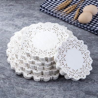 

100Pcs Round Paper Lace Doilies Cake Placemat Party Wedding Baking Decoration