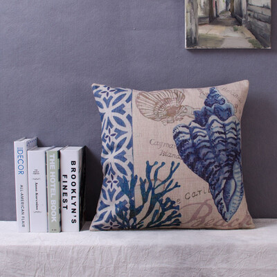 

Blue Ocean Sea Cotton Linen Cushion Cover Home Decor Sofa Pillow Case