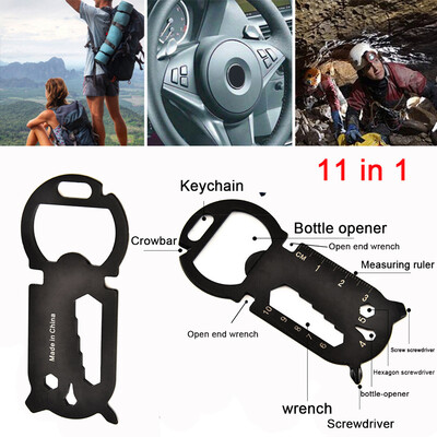 

〖Follure〗11 In 1 Multi-Function EDC Tool Card Creative Bottle Opener Keychain Portable Multi-Purpose Gadget