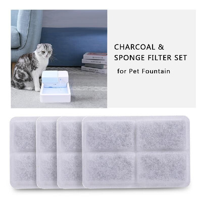 

4PCS Charcoal Water Filter&Sponge Filter set for Pet Fountain Dogs Cats Water Dispenser