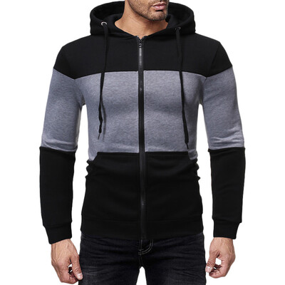 

Toponeto Men Autum Winter Long Sleeve Hooded Sweatshirt Patchwork Outwear Tops Blouse