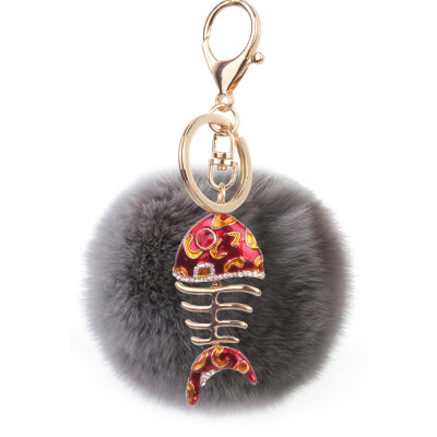 

Creative Smart Fishbone Keychain Rex Rabbit Plush Pendant Bag Mobile Phone Charm Fashion Pendant