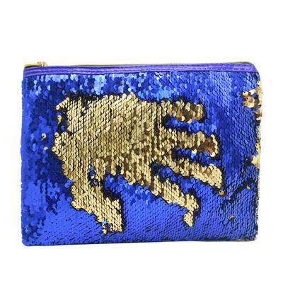 

1pc Glitter Sequins Cosmetic Bag Reversible Bicolor Handbag Women Supplies