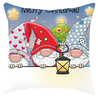 

Tailored Merry Christmas Cartoon Animals Pillowcase Sofa Pad Set Home Decoration 18x18 In