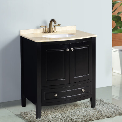 

New 32 Bathroom Lavatory Vanity Cabinet Marble Stone Top Ceramic Sink wFaucet